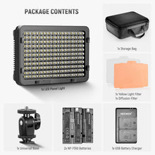 Load image into Gallery viewer, Neewer Dimmable 176 LED Video Light Lighting Kit: 176 LED Panel 3200-5600K, 2 Pieces Rechargeable Li-ion Battery, USB Charger and Portable Durable Case Compatible with Nikon, Sony DSLR Cameras
