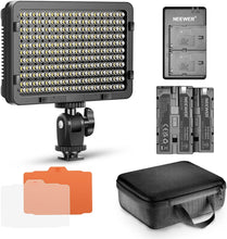 Load image into Gallery viewer, Neewer Dimmable 176 LED Video Light Lighting Kit: 176 LED Panel 3200-5600K, 2 Pieces Rechargeable Li-ion Battery, USB Charger and Portable Durable Case Compatible with Nikon, Sony DSLR Cameras
