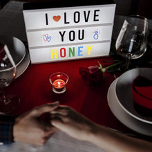 Load image into Gallery viewer, A4 Cinema Light Box with 400 Letters, Symbols &amp; Emojis &amp; 2 Markers, USB Included BLACK
