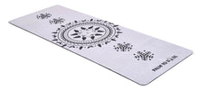 Load image into Gallery viewer, Vegan Suede with Bio-rubber backing yoga mat sun spirit design black
