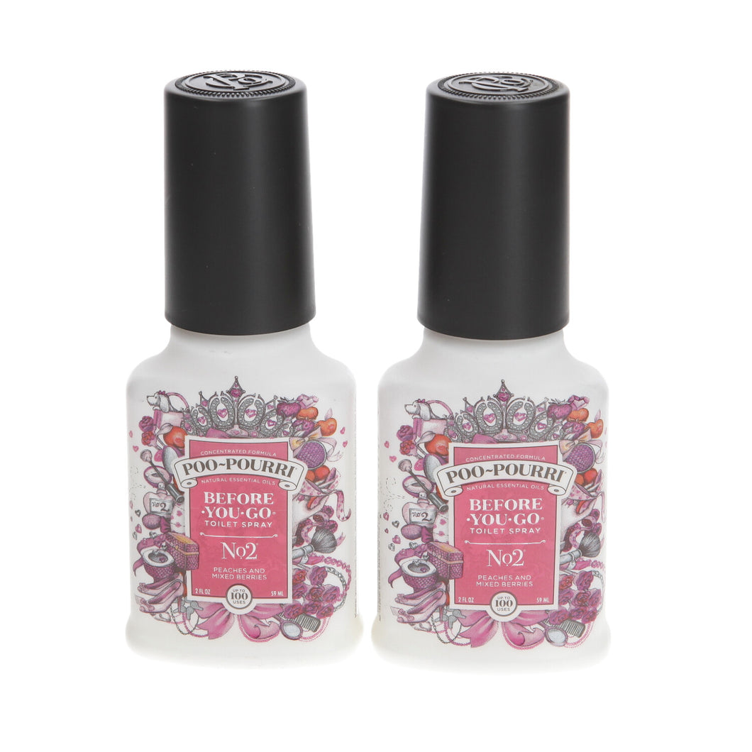 2 X Original Poo-Pourri Before-You-Go Toilet Spray Original Genuine PEACH & MIXED BERRIES