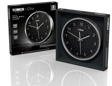 Load image into Gallery viewer, Tower Black Sparkle 30cm Wall Clock Glam Sparkle Hanging New Wall Clock 12 inch
