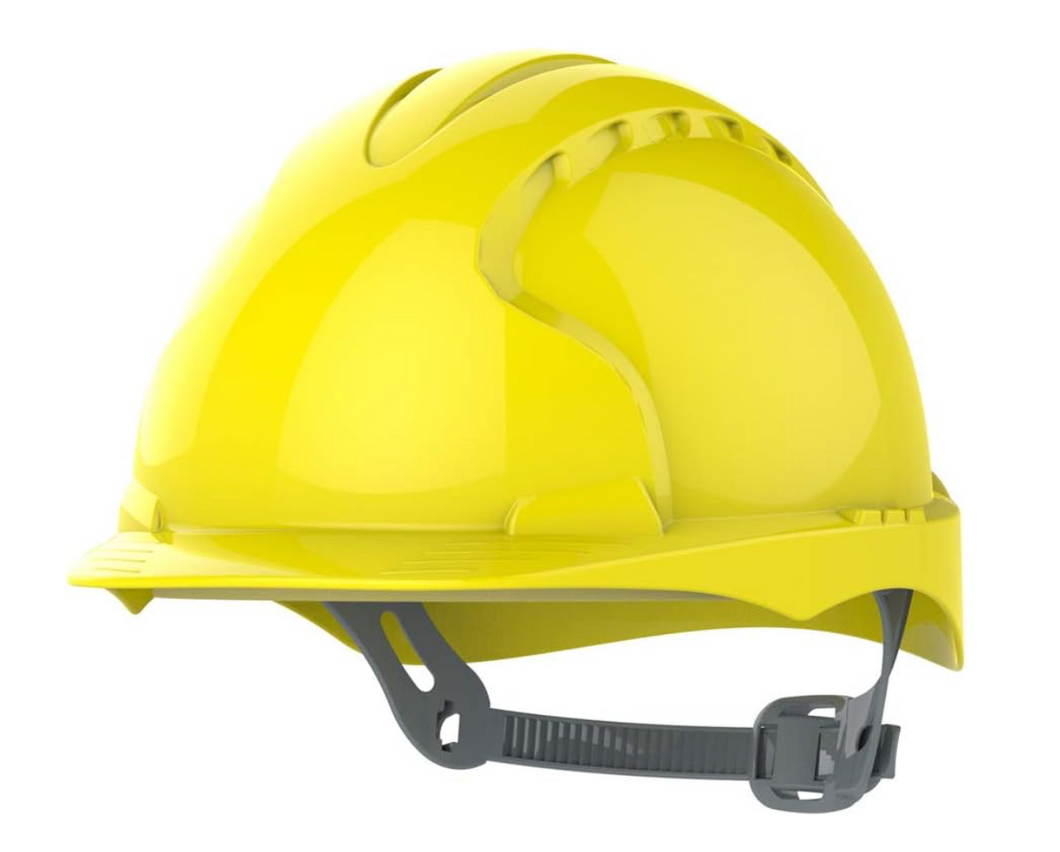 2 X JSP Hard Hat Safety Helmet with Slip Ratchet Yellow