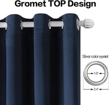 Load image into Gallery viewer, TEKAMON Blackout Curtains 2 Panels Top Eyelet Solid Thermal Insulated Curtains 46X72BLUE
