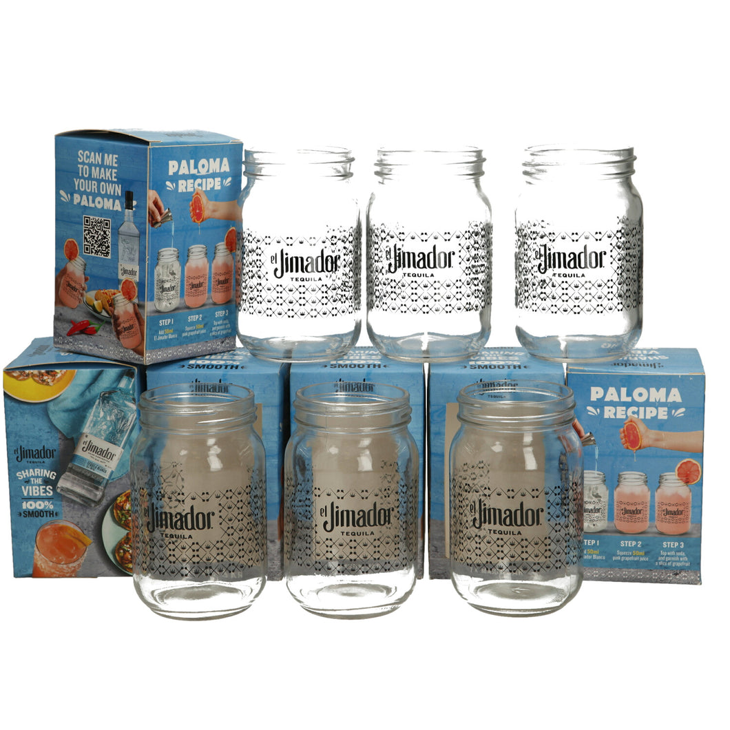 6 X Jimador Mason Drinking Cocktail Jars, New and Boxed 14floz