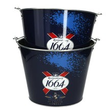 Load image into Gallery viewer, 2x Kronenbourg 1664 Metal Ice Bucket Blue Home Pub Bar Party Drinks Cooler
