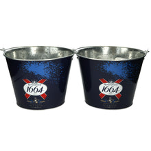 Load image into Gallery viewer, 2x Kronenbourg 1664 Metal Ice Bucket Blue Home Pub Bar Party Drinks Cooler
