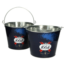 Load image into Gallery viewer, 2x Kronenbourg 1664 Metal Ice Bucket Blue Home Pub Bar Party Drinks Cooler
