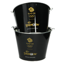 Load image into Gallery viewer, 2 x Strongbow Black Metal Ice Bucket Party Drink Holder Cooler Home Bar Pub 9&#39;&#39; Diameter
