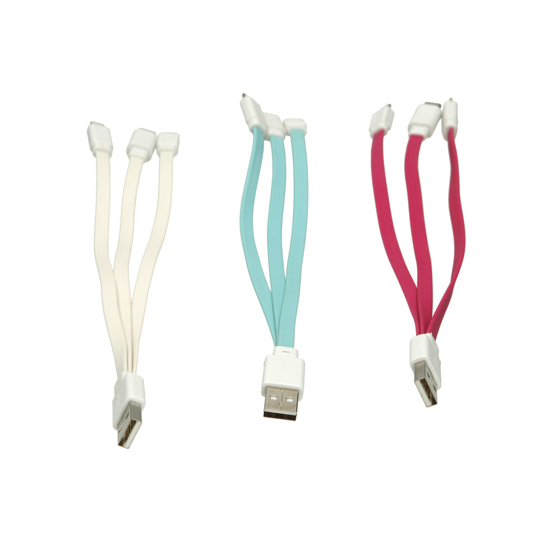 3 in 1 Multi charger USB Charging Cable For iPhone & Android Phone. multi cable WHITE